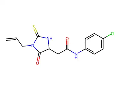 2-(1-allyl-5-oxo-2-thioxoimidazolidin-4-yl)-N-(4-chlorophenyl)acetamide structure