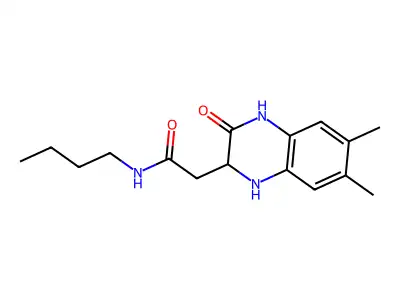 N-butyl-2-(6,7-dimethyl-3-oxo-1,2,3,4-tetrahydroquinoxalin-2-yl)acetamide structure