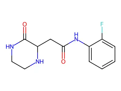 N-(2-fluorophenyl)-2-(3-oxopiperazin-2-yl)acetamide structure