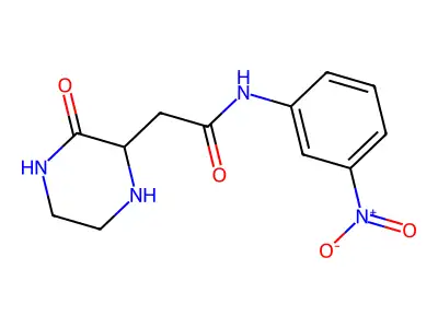 N-(3-nitrophenyl)-2-(3-oxopiperazin-2-yl)acetamide structure