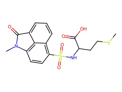 methyl-N-[(1-methyl-2-oxo-1,2-dihydrobenzo[cd]indol-6-yl)sulfonyl]homocysteine structure