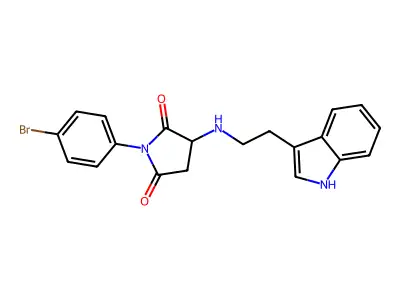 1-(4-bromophenyl)-3-{[2-(1H-indol-3-yl)ethyl]amino}pyrrolidine-2,5-dione structure
