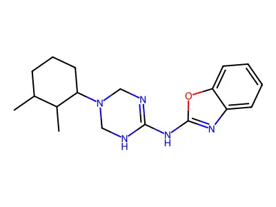 N-(1,3-benzoxazol-2-yl)-N-[5-(2,3-dimethylcyclohexyl)-1,4,5,6-tetrahydro-1,3,5-triazin-2-yl]amine structure