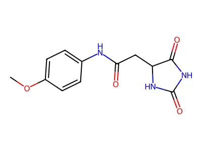 2-(2,5-dioxoimidazolidin-4-yl)-N-(4-methoxyphenyl)acetamide structure