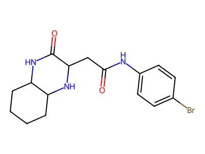 N-(4-bromophenyl)-2-(3-oxodecahydroquinoxalin-2-yl)acetamide structure