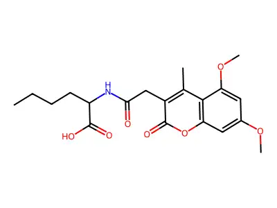 N-[(5,7-dimethoxy-4-methyl-2-oxo-2H-chromen-3-yl)acetyl]norleucine structure