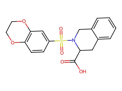 2-(2,3-dihydro-1,4-benzodioxine-6-sulfonyl)-1,2,3,4-tetrahydroisoquinoline-3-carboxylic acid structure