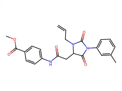 methyl 4-({[1-(3-methylphenyl)-2,5-dioxo-3-(prop-2-en-1-yl)imidazolidin-4-yl]acetyl}amino)benzoate structure