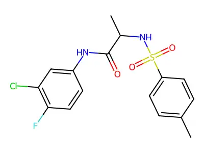 N-(3-chloro-4-fluorophenyl)-2-[(4-methylphenyl)sulfonylamino]propanamide structure