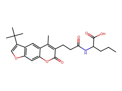 N-[3-(3-tert-butyl-5-methyl-7-oxo-7H-furo[3,2-g]chromen-6-yl)propanoyl]norvaline structure