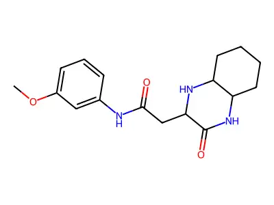N-(3-methoxyphenyl)-2-(3-oxodecahydroquinoxalin-2-yl)acetamide structure