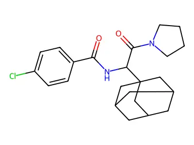 N-[1-(1-adamantyl)-2-oxo-2-pyrrolidin-1-ylethyl]-4-chlorobenzamide structure