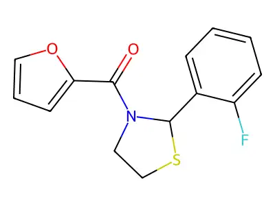 [2-(2-Fluorophenyl)-1,3-thiazolidin-3-yl]-(furan-2-yl)methanone structure