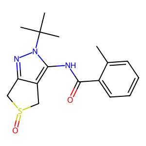N-(2-tert-butyl-5-oxo-4,6-dihydrothieno[3,4-c]pyrazol-3-yl)-2-methylbenzamide structure