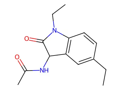 N-(1,5-diethyl-2-oxo-2,3-dihydro-1H-indol-3-yl)acetamide structure