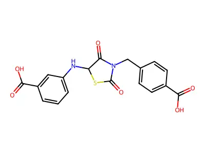 3-{[3-(4-Carboxybenzyl)-2,4-dioxo-1,3-thiazolidin-5-yl]amino}benzoic acid structure