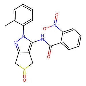 2-nitro-N-(5-oxido-2-(o-tolyl)-4,6-dihydro-2H-thieno[3,4-c]pyrazol-3-yl)benzamide structure