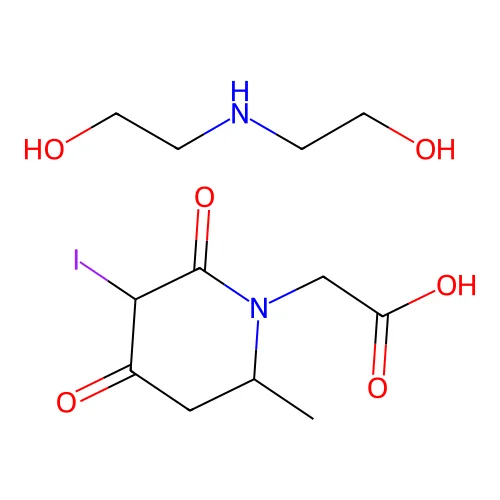 (3-Iodo-6-methyl-2,4-dioxopiperidin-1-yl)acetic acid--2,2'-azanediyldi(ethan-1-ol) (1/1) structure