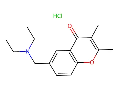 Chromone, 6-(diethylaminomethyl)-2,3-dimethyl-, monohydrochloride structure