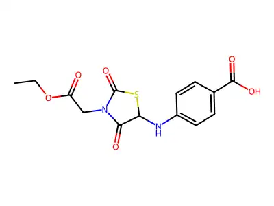 4-((3-(2-Ethoxy-2-oxoethyl)-2,4-dioxothiazolidin-5-yl)amino)benzoic acid structure