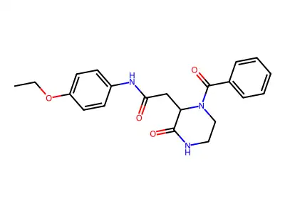 N-(4-ethoxyphenyl)-2-[3-oxo-1-(phenylcarbonyl)piperazin-2-yl]acetamide structure