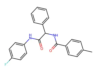 N-{2-[(4-fluorophenyl)amino]-2-oxo-1-phenylethyl}-4-methylbenzamide structure