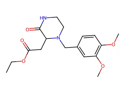 Ethyl 2-[1-[(3,4-dimethoxyphenyl)methyl]-3-oxopiperazin-2-yl]acetate structure