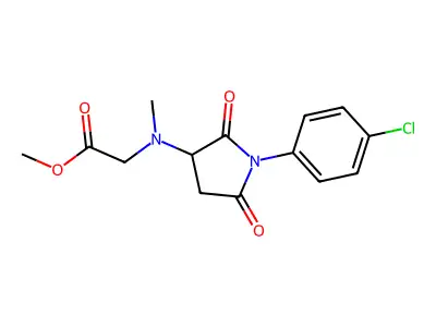methyl 2-[[1-(4-chlorophenyl)-2,5-dioxopyrrolidin-3-yl]-methylamino]acetate structure