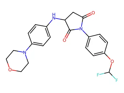1-[4-(difluoromethoxy)phenyl]-3-{[4-(morpholin-4-yl)phenyl]amino}pyrrolidine-2,5-dione structure