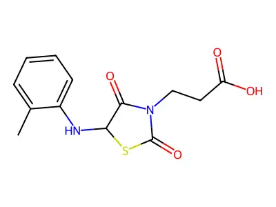3-(2,4-Dioxo-5-o-tolylamino-thiazolidin-3-yl)-propionic acid structure