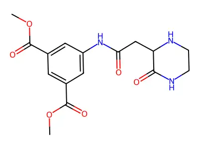 Methyl 3-(methoxycarbonyl)-5-[2-(3-oxopiperazin-2-yl)acetylamino]benzoate structure