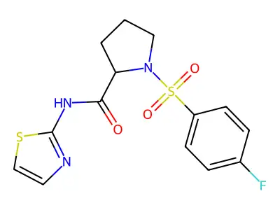1-[(4-fluorophenyl)sulfonyl]-N-1,3-thiazol-2-ylprolinamide structure