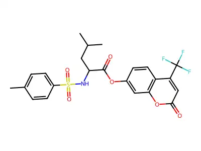 [2-oxo-4-(trifluoromethyl)chromen-7-yl] 4-methyl-2-[(4-methylphenyl)sulfonylamino]pentanoate structure