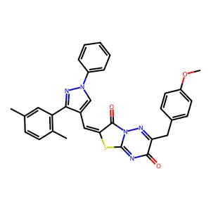 (2Z)-2-{[3-(2,5-dimethylphenyl)-1-phenyl-1H-pyrazol-4-yl]methylidene}-6-(4-methoxybenzyl)-7H-[1,3]thiazolo[3,2-b][1,2,4]triazine-3,7(2H)-dione structure