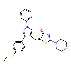 (Z)-5-((3-(4-(ethylthio)phenyl)-1-phenyl-1H-pyrazol-4-yl)methylene)-2-morpholinothiazol-4(5H)-one structure