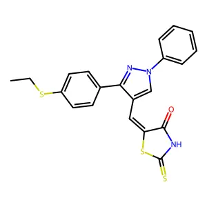 (5Z)-5-({3-[4-(ethylsulfanyl)phenyl]-1-phenyl-1H-pyrazol-4-yl}methylidene)-2-thioxo-1,3-thiazolidin-4-one structure