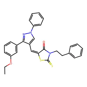(5Z)-5-{[3-(3-ethoxyphenyl)-1-phenyl-1H-pyrazol-4-yl]methylidene}-3-(2-phenylethyl)-2-thioxo-1,3-thiazolidin-4-one structure