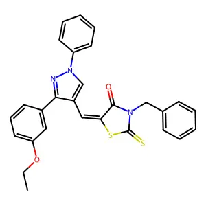 (5Z)-3-benzyl-5-{[3-(3-ethoxyphenyl)-1-phenyl-1H-pyrazol-4-yl]methylidene}-2-thioxo-1,3-thiazolidin-4-one structure