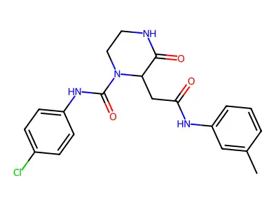 N-(4-chlorophenyl)-2-{2-[(3-methylphenyl)amino]-2-oxoethyl}-3-oxopiperazine-1-carboxamide structure