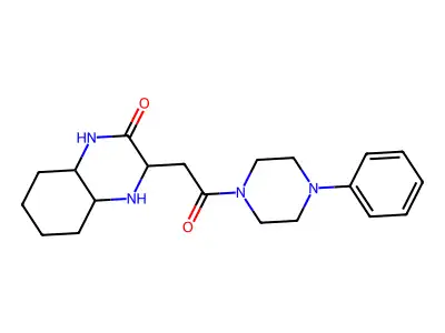 3-[2-oxo-2-(4-phenyl-1-piperazinyl)ethyl]octahydro-2(1H)-quinoxalinone structure