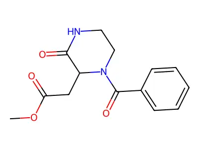 Methyl 2-[3-oxo-1-(phenylcarbonyl)piperazin-2-yl]acetate structure