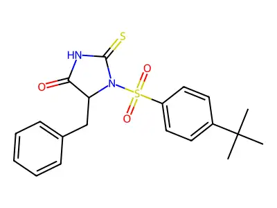 5-Benzyl-1-(4-tert-butylphenyl)sulfonyl-2-sulfanylideneimidazolidin-4-one structure