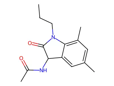 N-(5,7-dimethyl-2-oxo-1-propyl-3H-indol-3-yl)acetamide structure