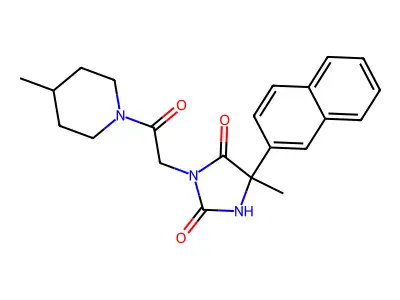 5-methyl-3-[2-(4-methylpiperidin-1-yl)-2-oxoethyl]-5-naphthalen-2-ylimidazolidine-2,4-dione structure