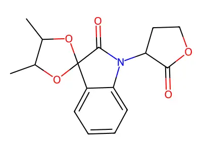 1-(2-oxotetrahydro-3-furanyl)-3-(4',5'-dimethyl-1',3'-dioxolynyl)-1,3-dihydro-2H-indol-2-one structure