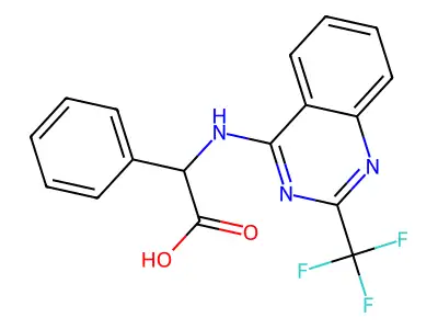 Phenyl{[2-(trifluoromethyl)-4-quinazolinyl]amino}acetic acid structure