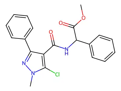 methyl 2-{[(5-chloro-1-methyl-3-phenyl-1H-pyrazol-4-yl)carbonyl]amino}-2-phenylacetate structure