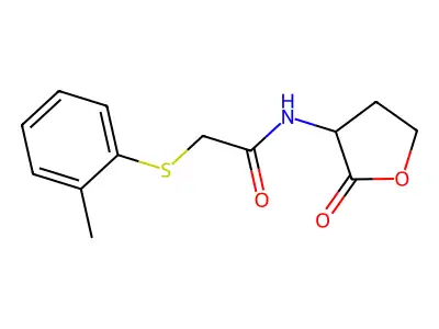2-(2-methylphenyl)sulfanyl-N-(2-oxooxolan-3-yl)acetamide structure