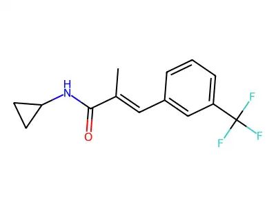N-cyclopropyl-2-methyl-3-[3-(trifluoromethyl)phenyl]prop-2-enamide structure