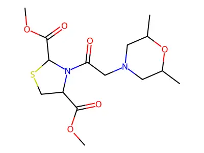 Dimethyl 3-[2-(2,6-dimethylmorpholino)acetyl]-1,3-thiazolane-2,4-dicarboxylate structure